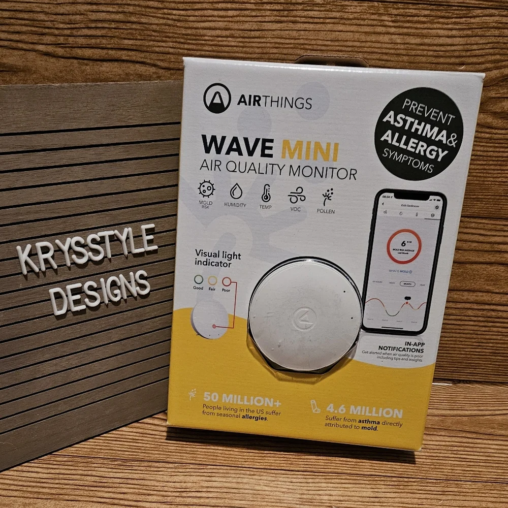 NEW Airthings Wave Mini Smart Indoor Air Quality Monitor Asthma, Mold, Allergy